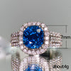 Wholesale Copper Inlaid Blue Zircon Geometric Ring For Women