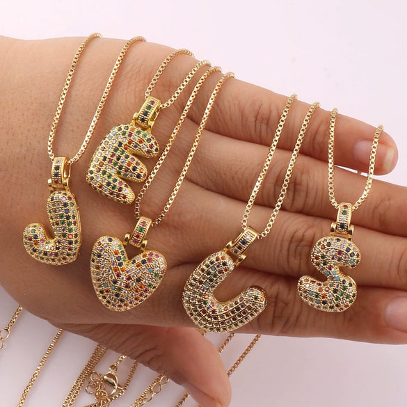 Wholesale Copper Inlaid Color Diamond Letter Pendant Hip Hop Personality Accessories With Zirconia Processing