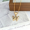 Wholesale Copper Inlaid Color Zircon Love Glossy Letter Pendant Ladies Necklace With Letters Pattern