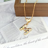 Wholesale Copper Inlaid Color Zircon Love Glossy Letter Pendant Ladies Necklace With Letters Pattern