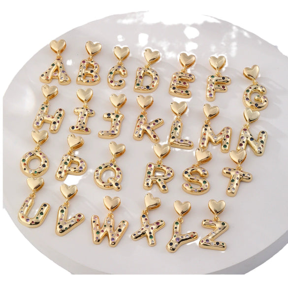 Wholesale Copper Inlaid Color Zircon Love Glossy Letter Pendant Ladies Necklace With Letters Pattern