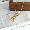Wholesale Copper Inlaid Color Zircon Love Glossy Letter Pendant Ladies Necklace With Letters Pattern
