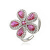 Wholesale Copper Inlaid Colored Diamond Flower Petal Ring For Women Light Luxury Style With Zirconia