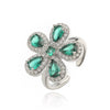 Wholesale Copper Inlaid Colored Diamond Flower Petal Ring For Women Light Luxury Style With Zirconia