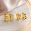Wholesale Copper Inlaid Colored Diamond Square Star Geometric Women's Earrings