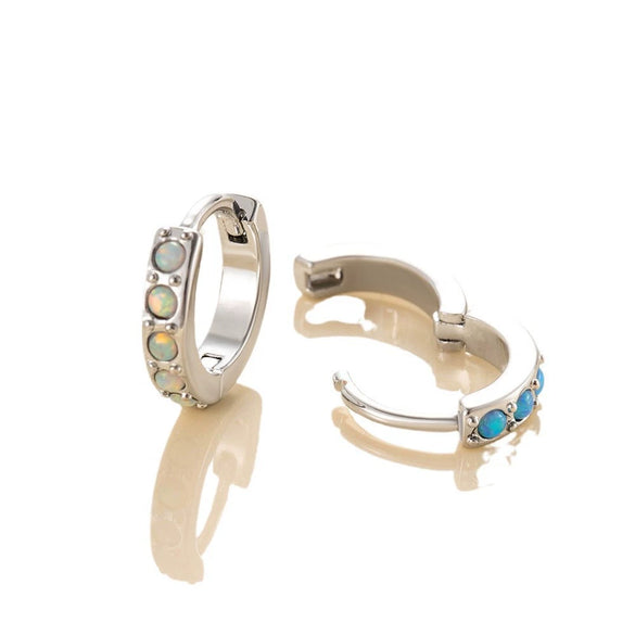 Wholesale Copper Inlaid Opal And Zircon Earrings For Girls With Sweet Style