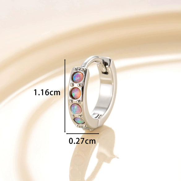 Wholesale Copper Inlaid Opal And Zircon Earrings For Girls With Sweet Style