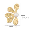 Wholesale Copper Inlaid Pearl Flower Petal And Geometric C Shaped Women's Earrings