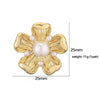 Wholesale Copper Inlaid Pearl Flower Petal And Geometric C Shaped Women's Earrings