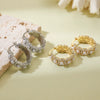 Wholesale Copper Inlaid Pearl Ushaped Geometric Women's Earrings Light Luxury Style