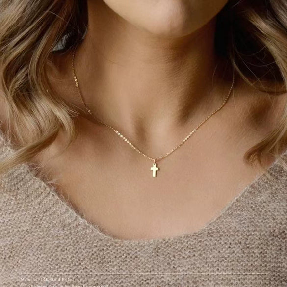 Wholesale Copper Inlaid With Zircon Geometric Cross Handmade Necklace For Women