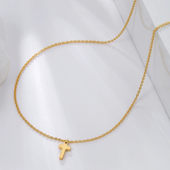 Wholesale Copper Inlaid With Zircon Geometric Cross Handmade Necklace For Women
