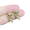 Wholesale Copper Inlaid Zircon Animal Hiphop Cheetah Leopard Head Lying Down Electroplated Earrings For Men