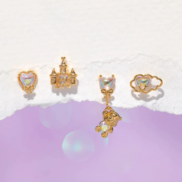 Wholesale Copper Inlaid Zircon Animal Zodiac Heart Shape Women's Earring Set