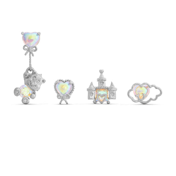 Wholesale Copper Inlaid Zircon Animal Zodiac Heart Shape Women's Earring Set