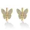 Wholesale Copper Inlaid Zircon Butterfly Animal Zodiac Cute Women's Earrings Jewelry