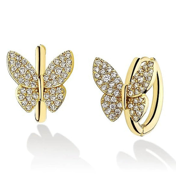 Wholesale Copper Inlaid Zircon Butterfly Animal Zodiac Cute Women's Earrings Jewelry