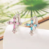 Wholesale Copper Inlaid Zircon Cross Sweet Women's Earrings