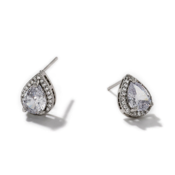 Wholesale Copper Inlaid Zircon Drop Shape Women's Earrings With Electroplating And Fashion Simple Temperament Light Luxury Exquisite Style