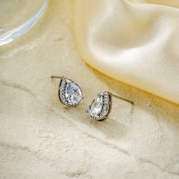 Wholesale Copper Inlaid Zircon Drop Shape Women's Earrings With Electroplating And Fashion Simple Temperament Light Luxury Exquisite Style