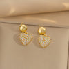 Wholesale Copper Inlaid Zircon Earrings For Women Minimalist Style Heart Shape Electroplating Treatment