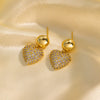 Wholesale Copper Inlaid Zircon Earrings For Women Minimalist Style Heart Shape Electroplating Treatment