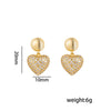 Wholesale Copper Inlaid Zircon Earrings For Women Minimalist Style Heart Shape Electroplating Treatment
