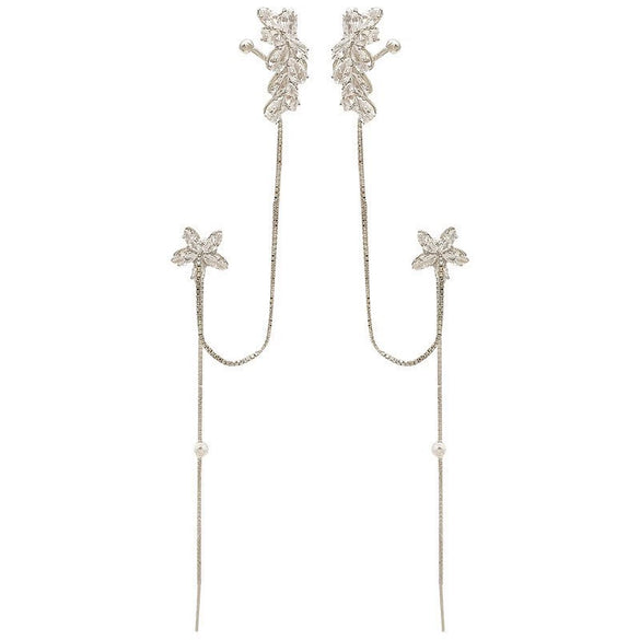 Wholesale Copper Inlaid Zircon Flower Style Ear Clips For Women