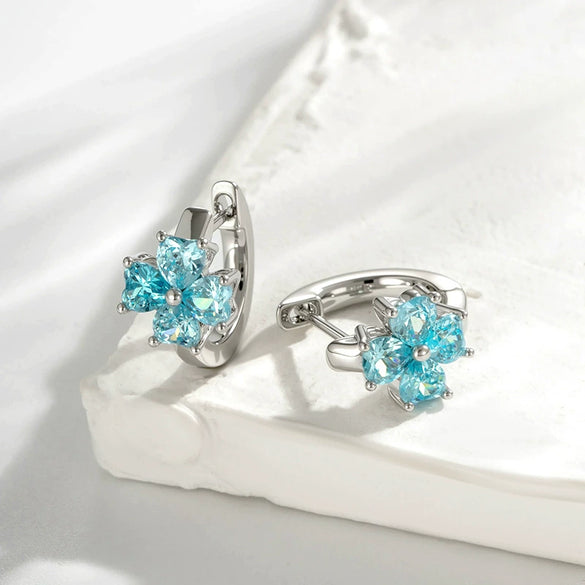 Wholesale Copper Inlaid Zircon Flower Style Women's Ear Piercing Earrings