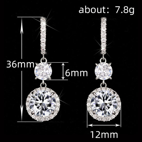 Wholesale Copper Inlaid Zircon Geometric Long Earrings For Women