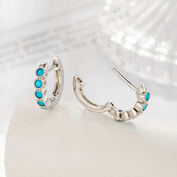 Wholesale Copper Inlaid Zircon Geometric Retro Style Ear Buckle Girl Earrings