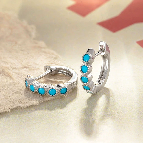 Wholesale Copper Inlaid Zircon Geometric Retro Style Ear Buckle Girl Earrings