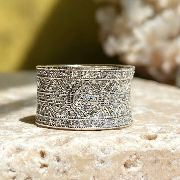 Wholesale Copper Inlaid Zircon Geometric Ring Accessories Light Luxury Style