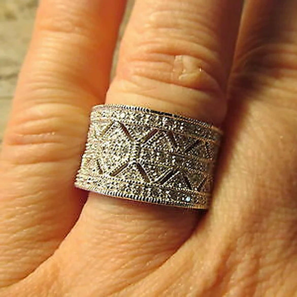 Wholesale Copper Inlaid Zircon Geometric Ring Accessories Light Luxury Style