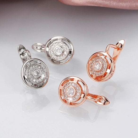 Wholesale Copper Inlaid Zircon Geometric Round Earrings For Women