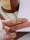 Wholesale Copper Inlaid Zircon Geometric Round Earrings