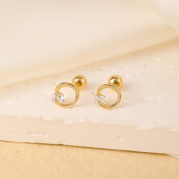 Wholesale Copper Inlaid Zircon Geometric Style Women's Earring