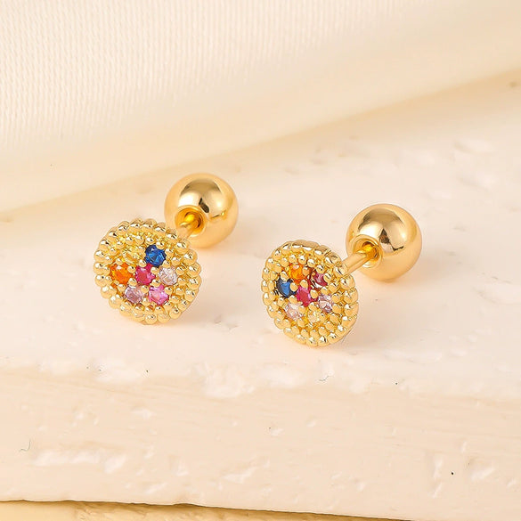 Wholesale Copper Inlaid Zircon Geometric Style Women's Earring