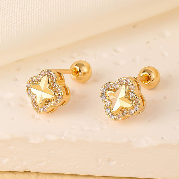 Wholesale Copper Inlaid Zircon Geometric Style Women's Earring