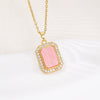 Wholesale Copper Inlaid Zircon Geometric Style Women's Fashion Light Luxury Square Necklace