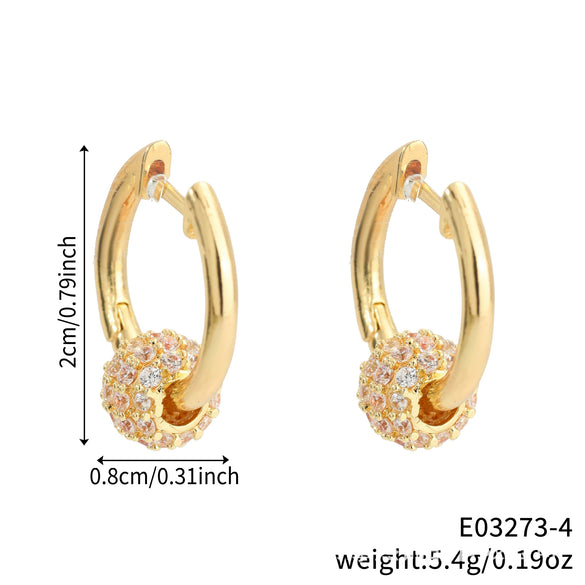 Wholesale Copper Inlaid Zircon Geometric Ushaped Electroplated Retro Women's Stud Earrings Jewelry