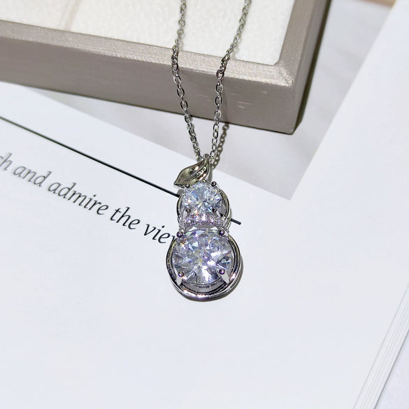 Wholesale Copper Inlaid Zircon Gourd Pendant Necklace Light Luxury Niche Design New Style Cold Style Clavicle Chain For Women
