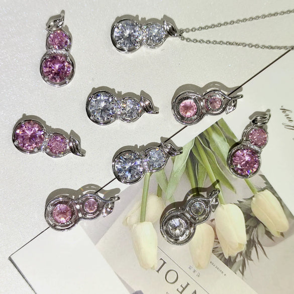 Wholesale Copper Inlaid Zircon Gourd Pendant Necklace Light Luxury Niche Design New Style Cold Style Clavicle Chain For Women