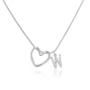 Wholesale Copper Inlaid Zircon Heart And Letter Pendant Necklace With Snake Bone Chain Fashion Style For Women