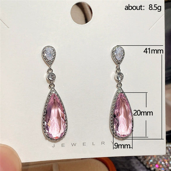 Wholesale Copper Inlaid Zircon Heartshaped Girls Earrings With Geometric Design