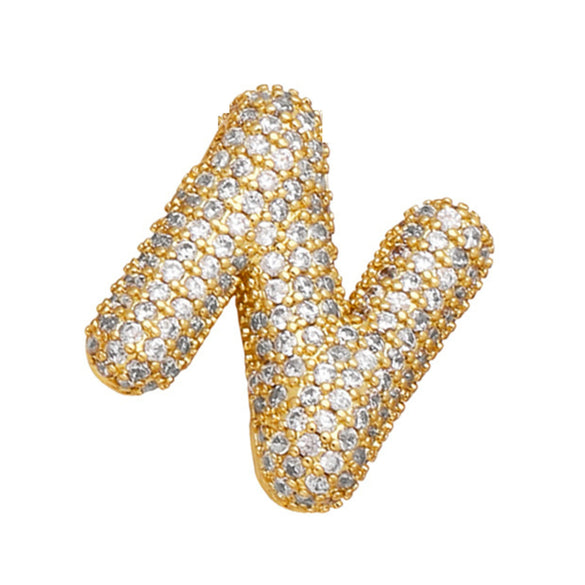 Wholesale Copper Inlaid Zircon Letter Pendant Necklace For Women Hiphop Style