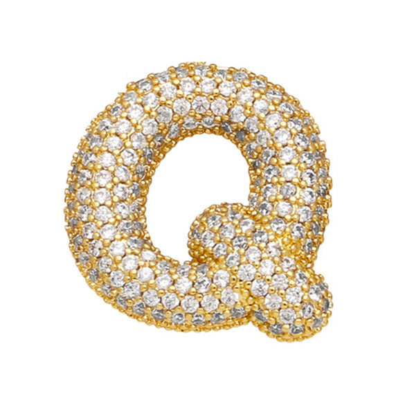 Wholesale Copper Inlaid Zircon Letter Pendant Necklace For Women Hiphop Style