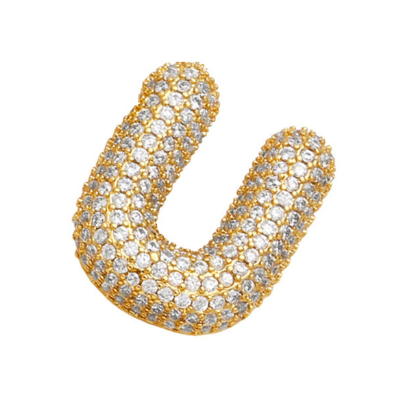 Wholesale Copper Inlaid Zircon Letter Pendant Necklace For Women Hiphop Style