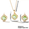 Wholesale Copper Inlaid Zircon Natural Plants And Flowers Style Fourleaf Clover Earrings And Necklace Twopiece Jewelry Set