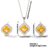 Wholesale Copper Inlaid Zircon Natural Plants And Flowers Style Fourleaf Clover Earrings And Necklace Twopiece Jewelry Set